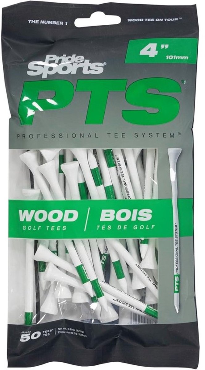 Houten Golf Tees 4' - Zak met 50 Stuks