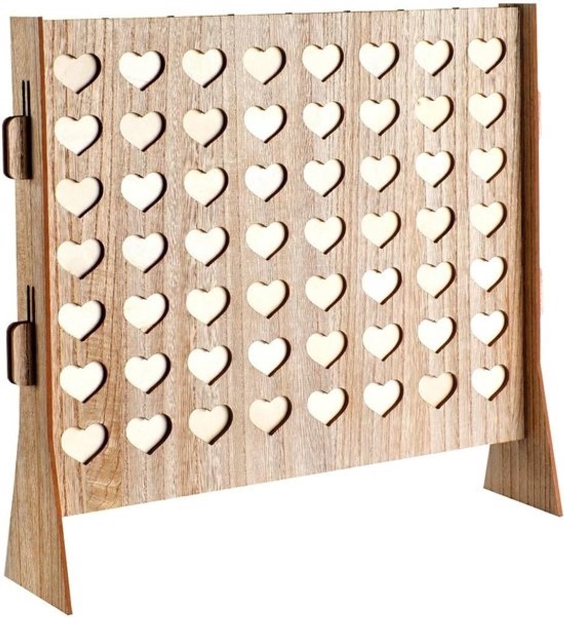 Houten gastenboek alternatief met 56 schijven, 4 op een rij frame voor bruiloft, verjaardag, doop, communie en meer
