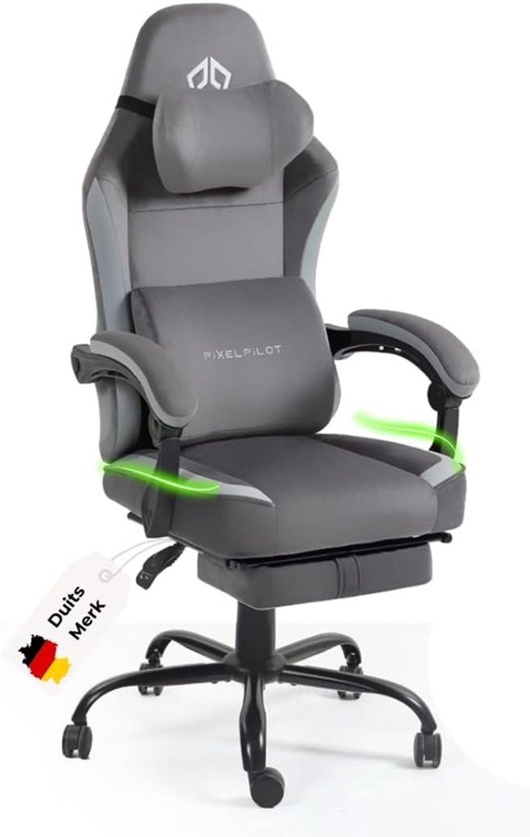 Ergonomische Gamingstoel met Voetensteun en Ademend Stof voor Optimale Comfort