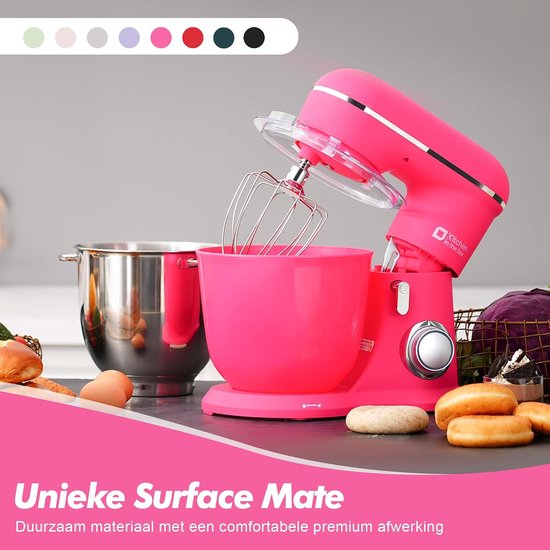 Keukenmachine - Standmixer - Bakken en Koken - Dubbele Mengkom - 4.5L + 5L - Donkerroze — afbeelding 3