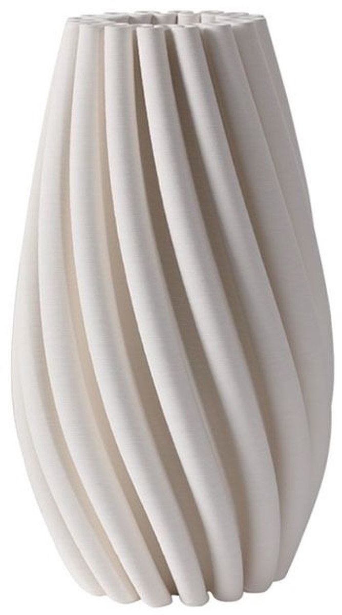 Fugurato Lia Vaas Wit - Keramiek met Spiraalvormig 3D-Reliëf - Ø10,5 x H20,5 cm