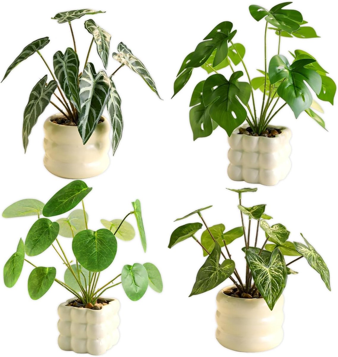 Set van 4 Kunstplanten voor Binnen - 25 cm Decoratieve Planten met Pot voor Thuis en Kantoor