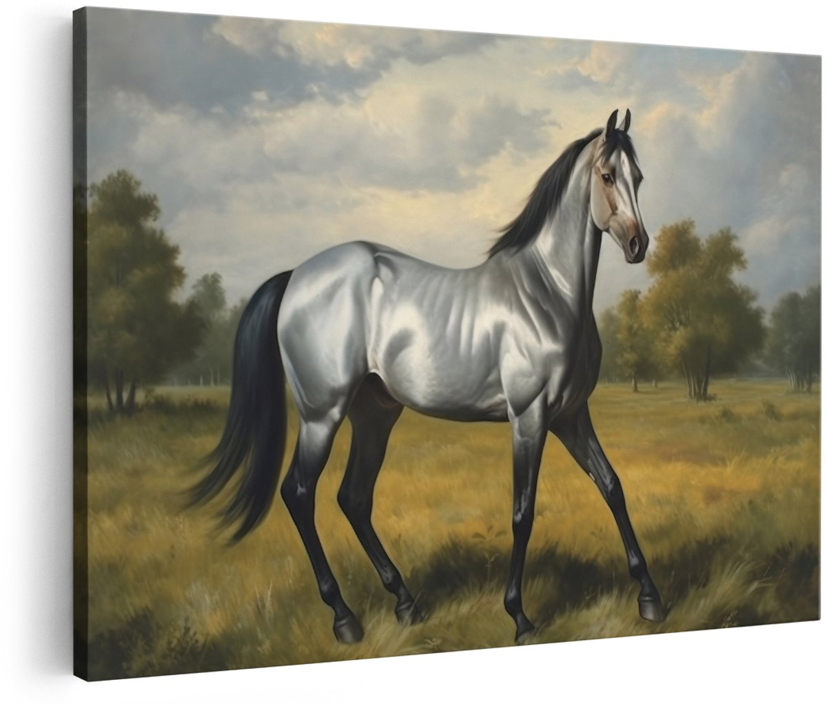 Artaza Canvas Schilderij Paard - 150x100 cm - Groot - Wanddecoratie Dieren - Muurdecoratie Landschap - Decoratie Natuur Woonkamer