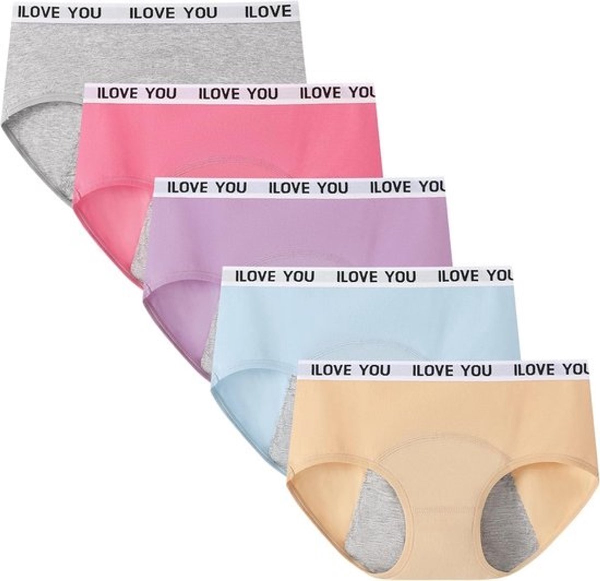 Katoenen menstruatiebroekjes voor tienermeisjes - Lekvrij en Beschermend Ondergoed - Multipack