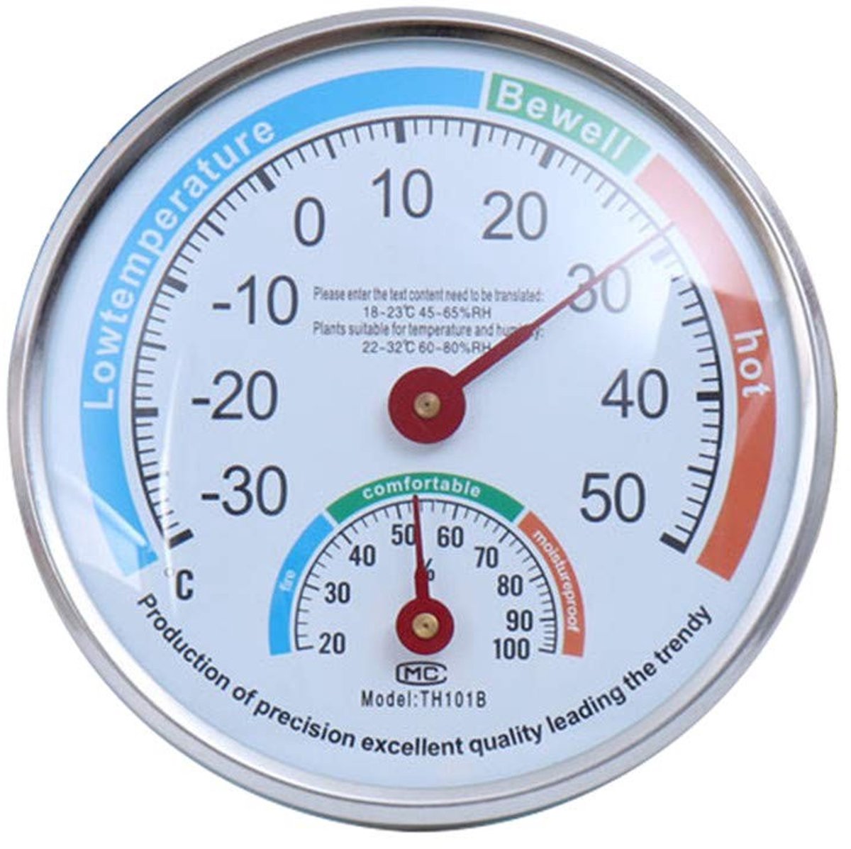 Analoge Thermometer Hygrometer - Wit - Hoge Precisie - Voor Binnen en Buiten