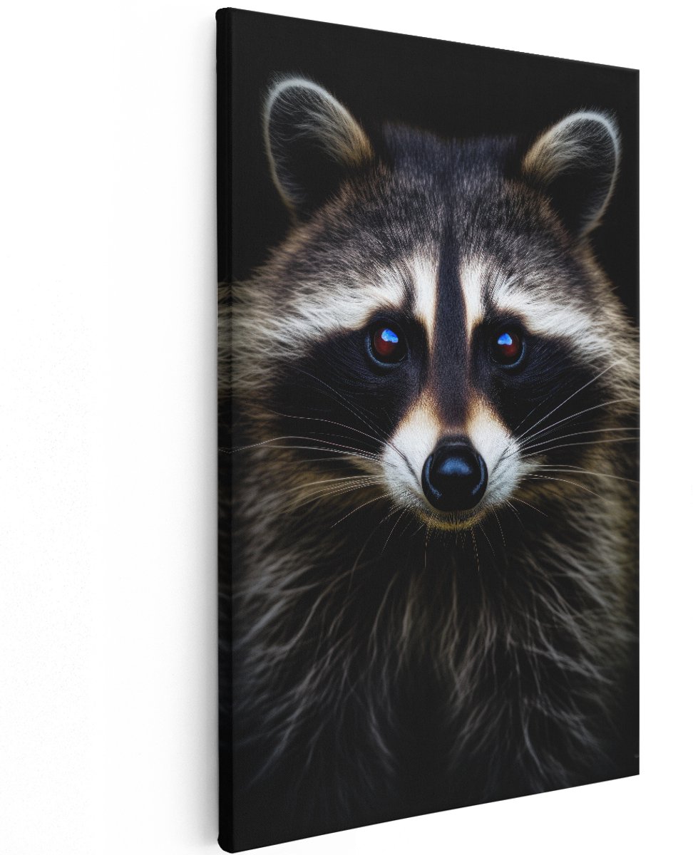 Artaza Canvas Schilderij Wasbeer - 120x180 cm - Groot - Wanddecoratie Dieren - Muurdecoratie Dierenkop - Decoratie Natuur Portret