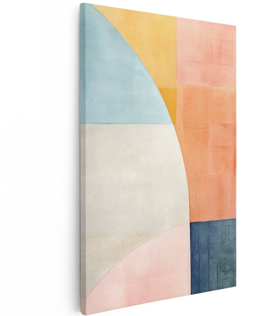 Artaza Canvas Schilderij Abstract - 120x180 cm - Groot - Wanddecoratie Modern - Muurdecoratie Geometrisch - Decoratie Woonkamer Pastel