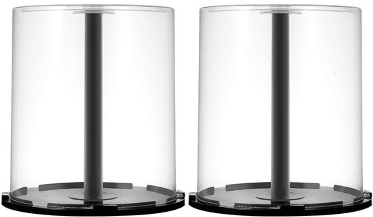 Pack of 2 CD/DVD Storage Bucket Made of Transparent Plastic Space for 100 Discs Practical CD Organiser for Home and Office