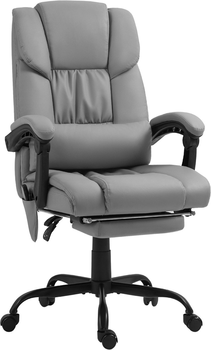 Bureaustoel - Ergonomische Directiestoel met Voetsteun - Bureaustoelen voor Volwassenen - met Wieltjes - Verstelbare Rugleuning en Hoogte - Grijs