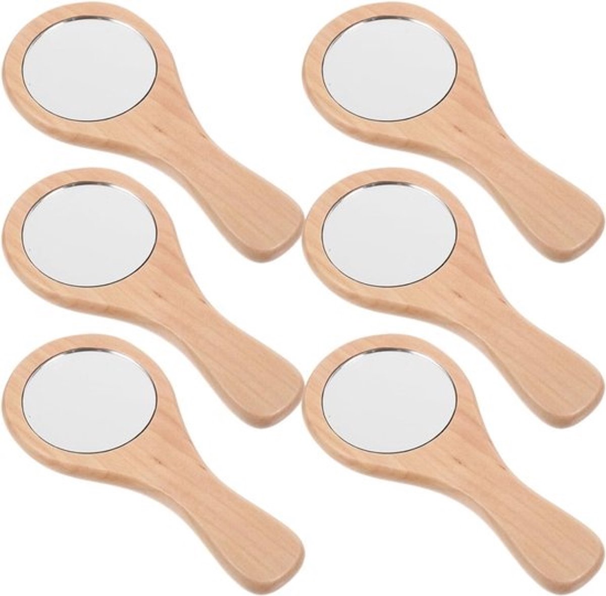Houten Handspiegels - Compacte Make-up - Draagbaar Gebruik - Helder Reflecterend - 15x7cm - Khaki