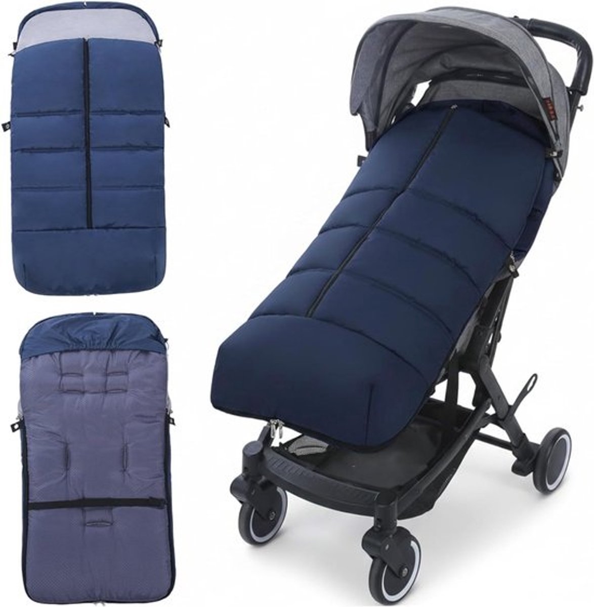 Voetenzak Kinderwagen - Baby Slaapzak - Winter Wandelingen - Waterdicht & Warm - 45x90 cm - Donkerblauw