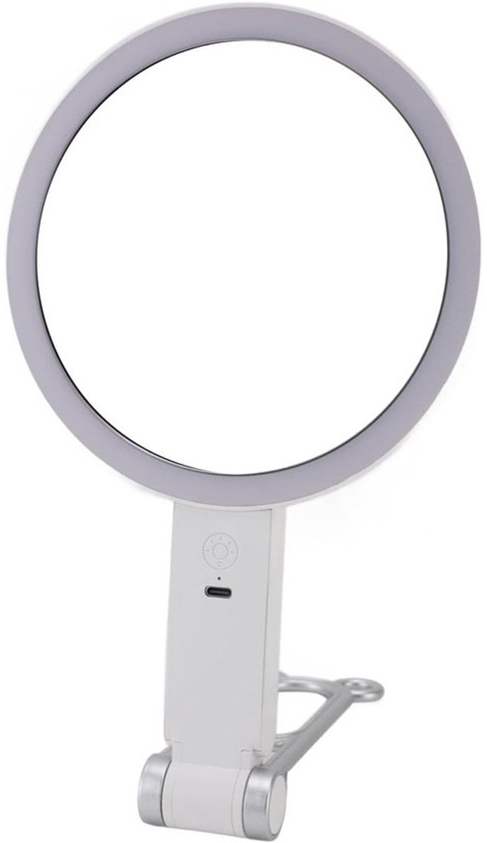 Verlichte Make-up Spiegel - Vergrootspiegel Handheld - Gedetailleerde Make-up - Dubbelzijdig 10x Vergroting - 63 Inch Diameter - Wit