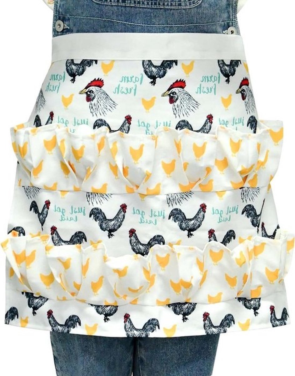 Eierverzamelschort - Verzamel schort - Eieren Verzamelen - 12 Diepe Zakken - 50.8 x 46 cm - Beige
