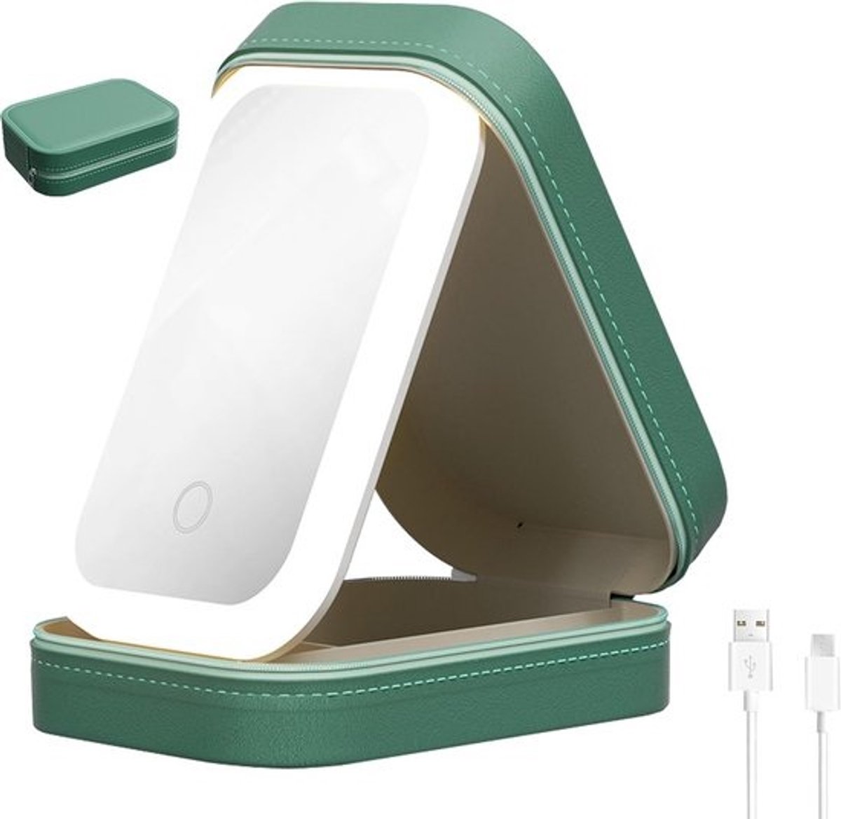 Draagbare Make-up Tas met Verstelbare LED Spiegel en Oplaadbare Batterij