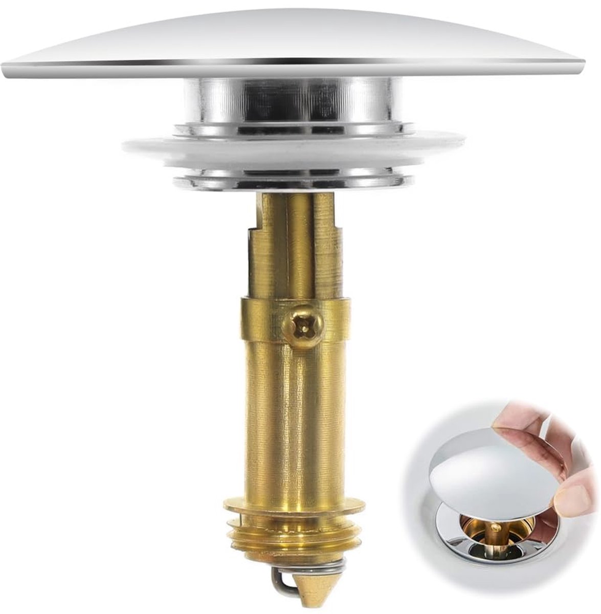 Wastafel afvoerplug - Pop-up klik-klak - Messing Chroom - Ø 66 mm