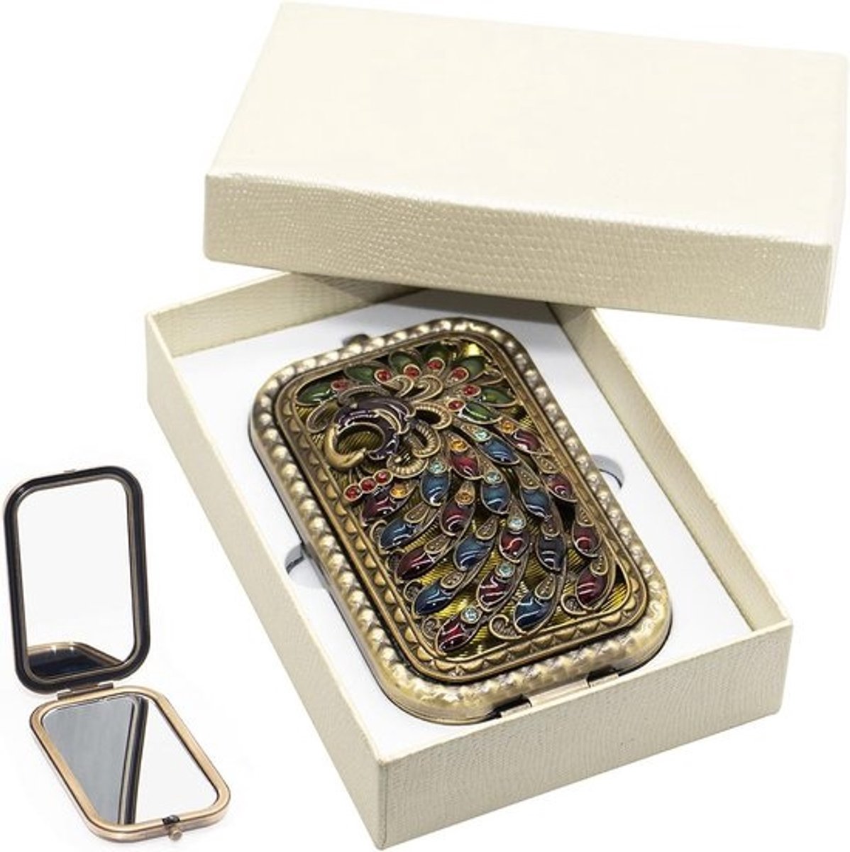 Vintage Opvouwbare Double Sided Make-up Spiegel - Draagbare Compacte Kosmetiekspiegel voor Reizen