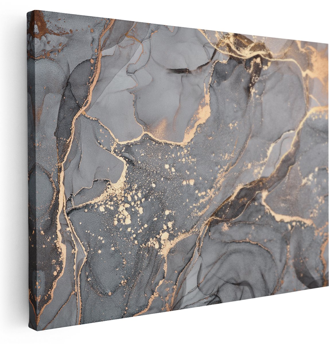 Artaza Canvas Schilderij Abstracte Luxe Kunst van Marmer met Goud - 160x120 cm - Groot - Wanddecoratie Woonkamer - Schilderijen - Muurdecoratie