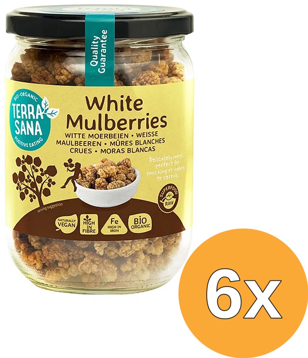 6x Terrasana Raw Moerbei Bessen Wit In Glas Bio (190 gr)