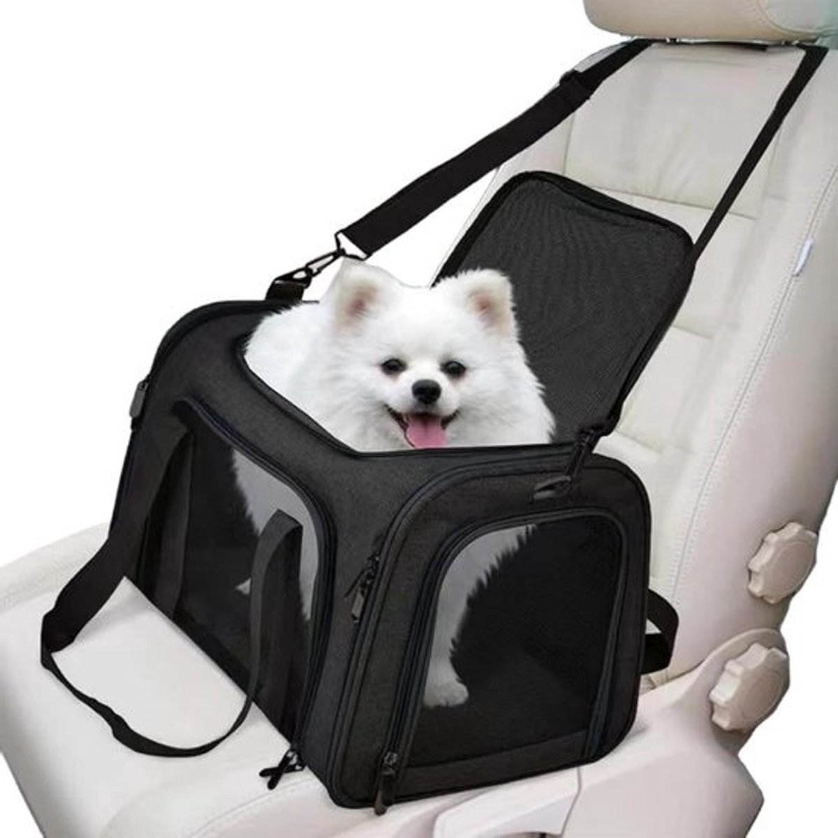 Huisdier Transporttas - Dieren Draagzak - Veilig Reizen - Opvouwbaar Ontwerp - 45x37x8.8cm - Zwart