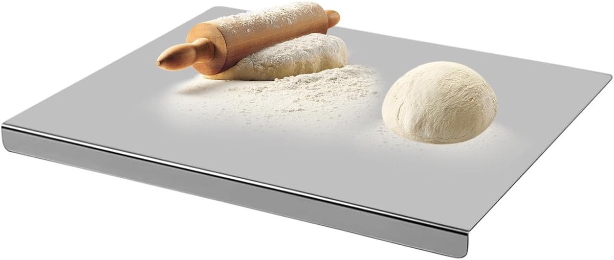 Roestvrijstalen Snijplank - 30 x 40 cm - Met Opstaande Rand - Voor Kneden en Snijden in de Keuken