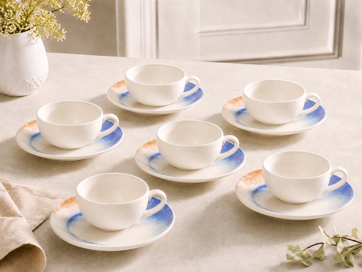 Bonna Kymen - Koffie kopjes & schotel - 250 cc - Porselein - set van 6