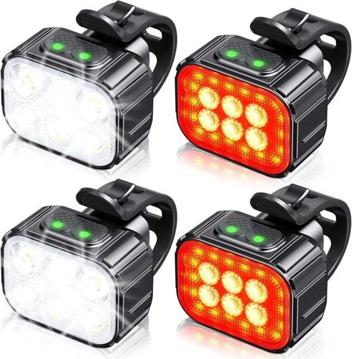 Fietsverlichting Set - Voor en Achter - Veilig Fietsen - Verstelbare Bundel - 500 Lumen - Zwart