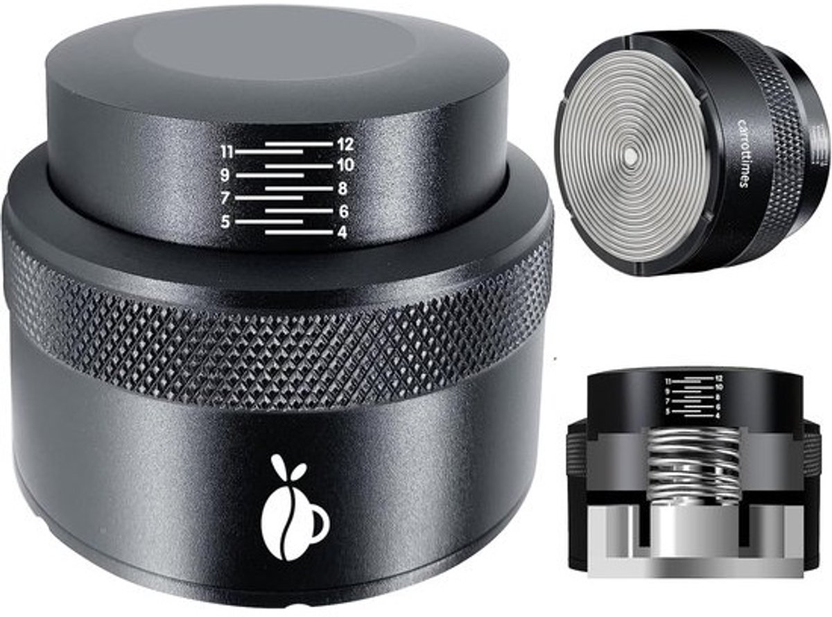 Koffie Distributeur - Espresso Verdeler - Barista Hulpmiddel - Verstelbare Veer - 53mm Diameter - Zwart