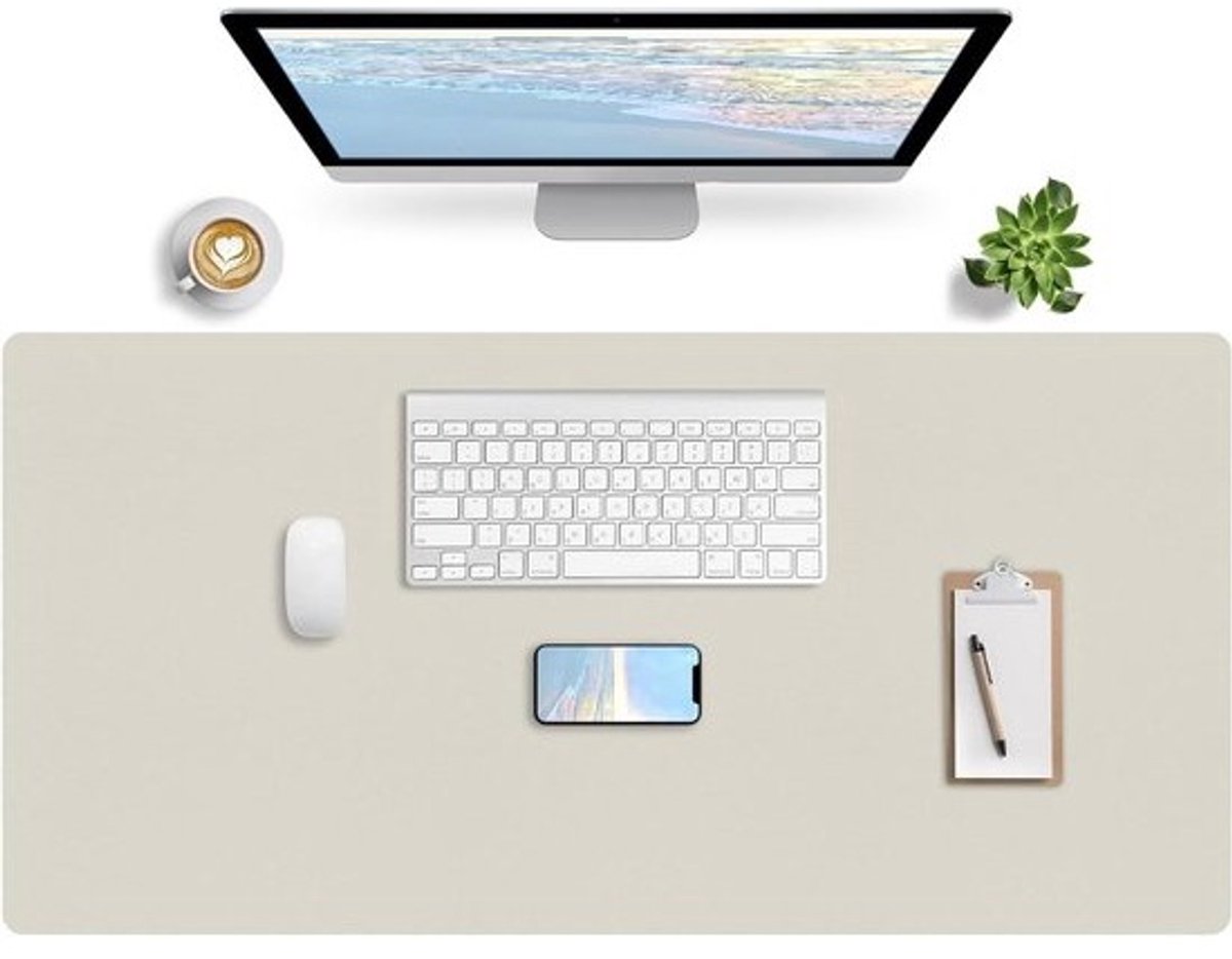 Bureauonderlegger - Bureau mat - Bureau organiseren - Sevenpers model - 100x50 cm - Ivoorwit
