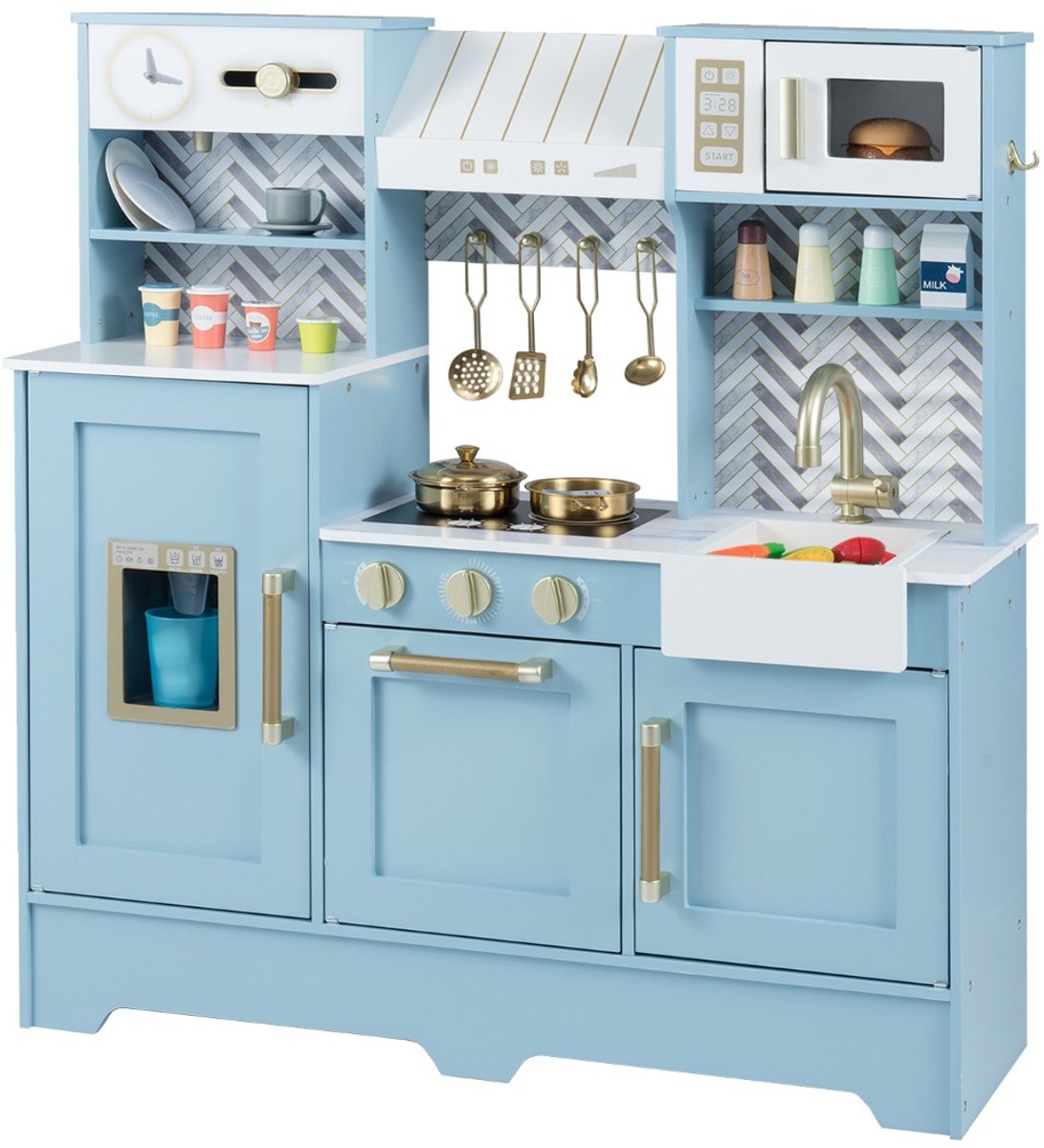 SureDeal® - Rollenspell - Speelkeuken - Kinderen Speelgoedkeuken - Kinderen - Kookplaat - 84x30x90 cm - blauw