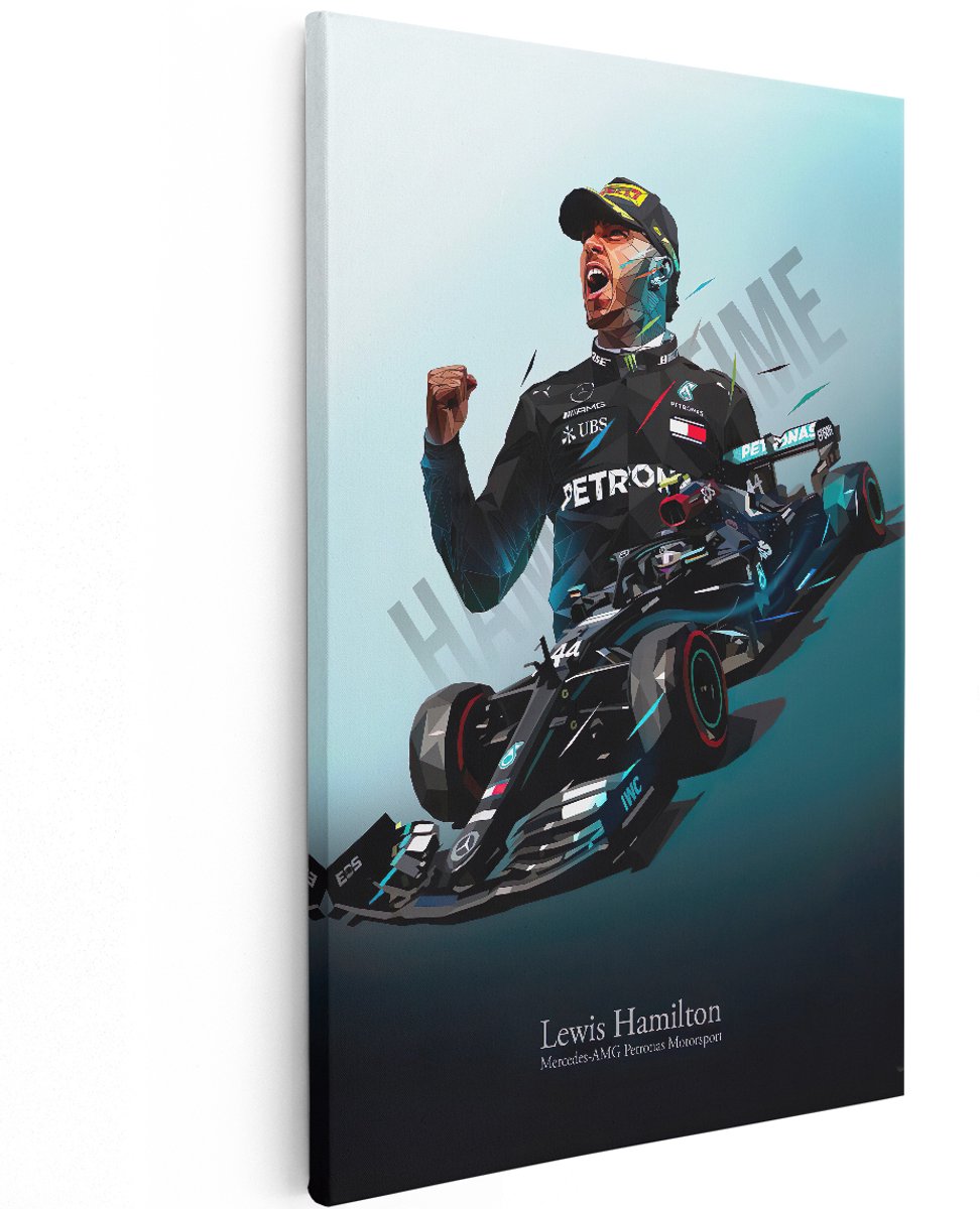 Artaza Canvas Schilderij Lewis Hamilton bij Mercedes F1 - 120x180 cm - Groot - Muurdecoratie - Canvas Print