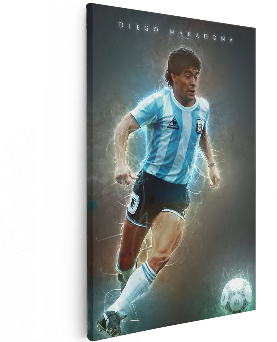 Artaza Canvas Schilderij Diego Maradona bij Argentinië - 120x180 cm - Groot - Muurdecoratie - Canvas Print