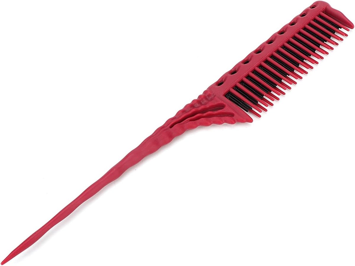 Kapperskam - Rood - 3 Rijen Tanden - Antistatisch - Voor Haarstyling