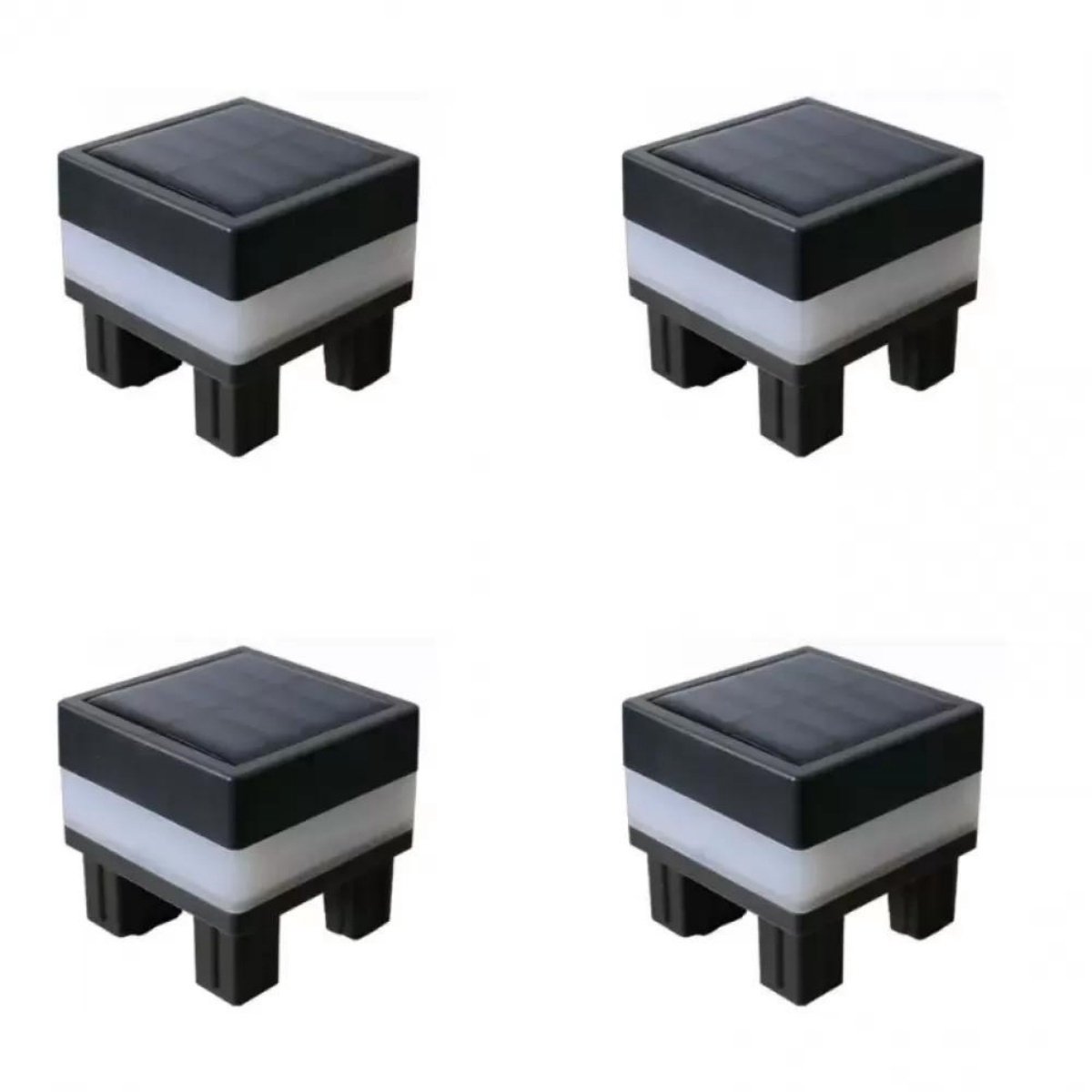 GELLDG 4 Stuks Buitenpaalverlichting - Solar LED Paalverlichting - 7x7cm - Dubbelkleurig Licht (Koud en Warm Wit) - IP55 Waterdicht - Geschikt voor Tuin Terras en Padverlichting - Kunststof