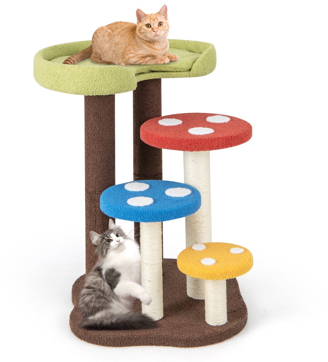 SureDeal® - Krabpaal - Paddenstoellook Verdiepingen Tellende - Sisalpalen Kattenmeubel Kattenkrabpaal - 71x52 cm - Naturel