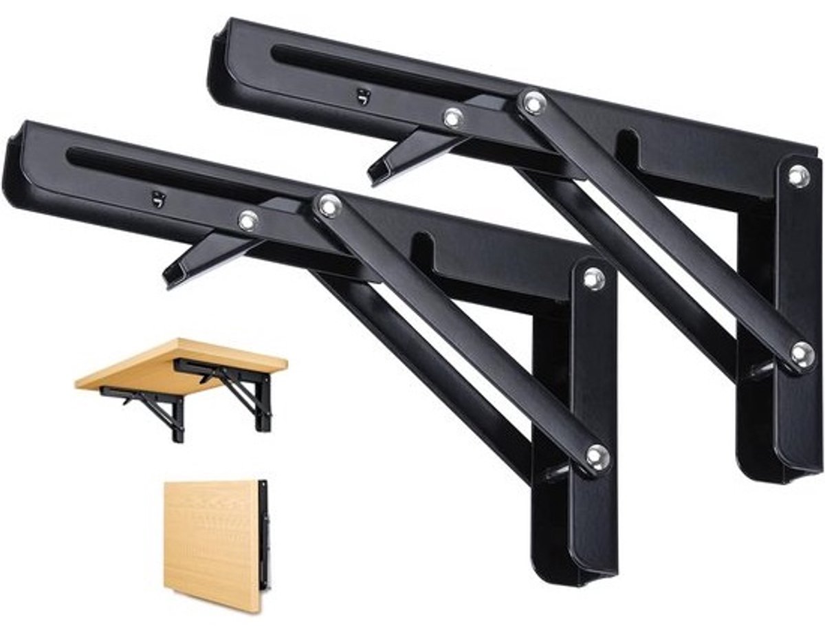 Set van 2 Zware Klapconsoles (500mm) voor Planken - Inklapbare Plankdragers van Roestvrij Staal