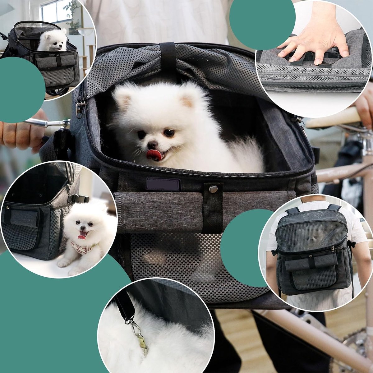 Fietsmand Hond - Hondenmand Fiets - Veilig Vervoeren - Met Ritssluiting - Medium - Grijs