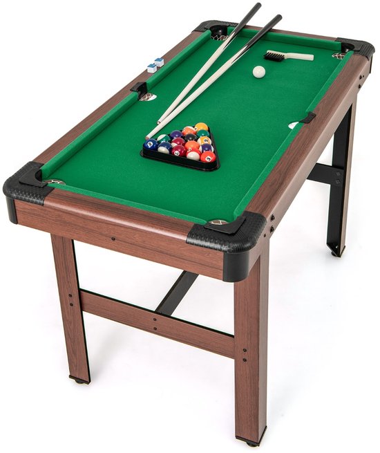 SureDeal® - Biljarttafel 122x61x76 cm - Hout - Incl. Ballen, 2 Keuen, Krijt & Borstel - Verstelbare Poten - Groen Laken - Voor Bar & Speelkamer - Compact van suredeal — afbeelding 2