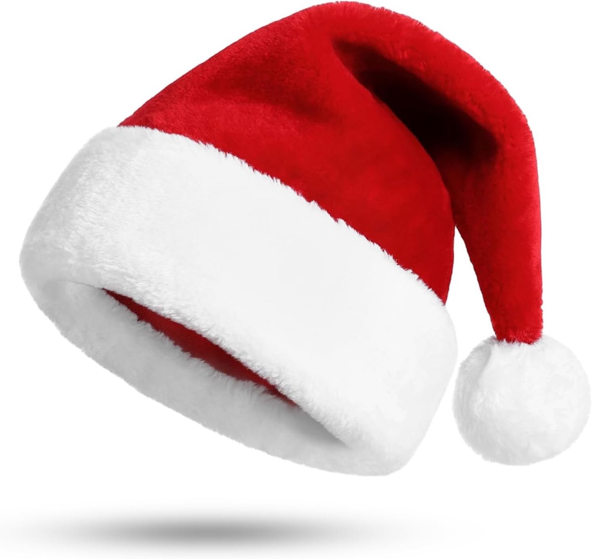 Deluxe Pluche Kerstmuts voor Volwassenen met Neppels en Brede Rand voor Kerstkostuum