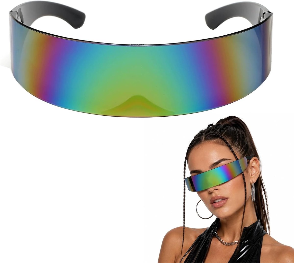 Futuristische en kleurrijke rollerbrillen met reflecterende lenzen voor feestjes, fotografie en kostuums, lichtgewicht en modern ontwerp voor volwassenen