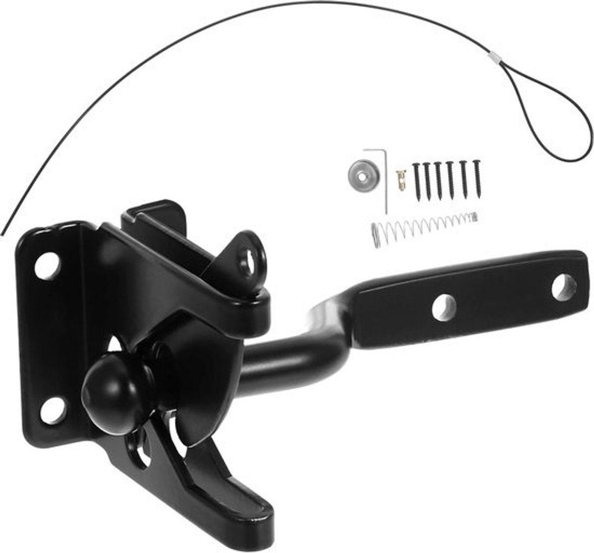 Veerbelaste Grendel - Poortslot Heksluiting - Buitenbeveiliging Tuin - Zelfvergrendelend Koolstofstaal - 11.6 cm Lengte - Zwart