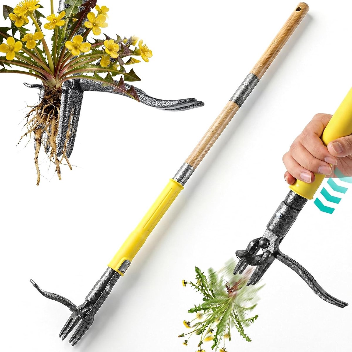 Weed Puller voor Paardenbloemen met 43" Lang Handvat en Ejectiesysteem - Effectieve Onkruidverwijderaar voor Tuin, Tuinaccessoires en Tuinieren