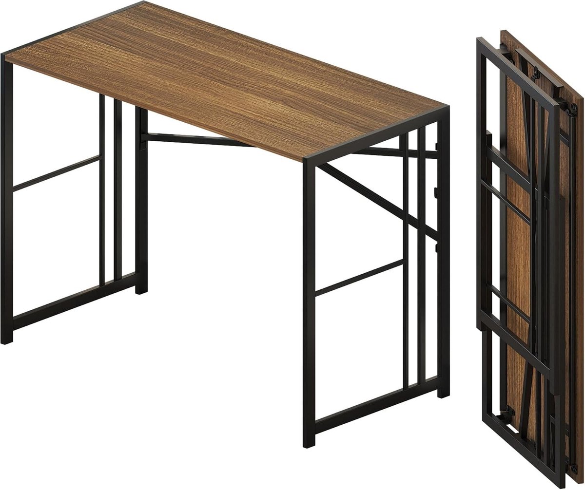 Vouwbare 40 inch computer bureau voor schrijven en gamen, ideaal voor thuiswerk en kamperen, zonder montage nodig, espresso kleur