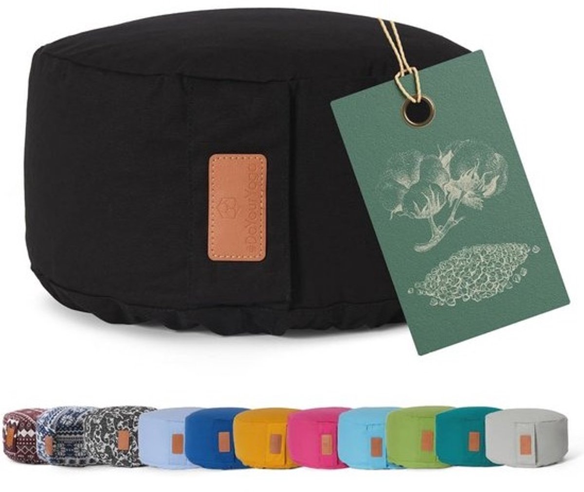Ronde yogabolster voor yin yoga en meditatie - 30 x 15 cm, wasbare katoenen cover, biologisch boekweitvulling