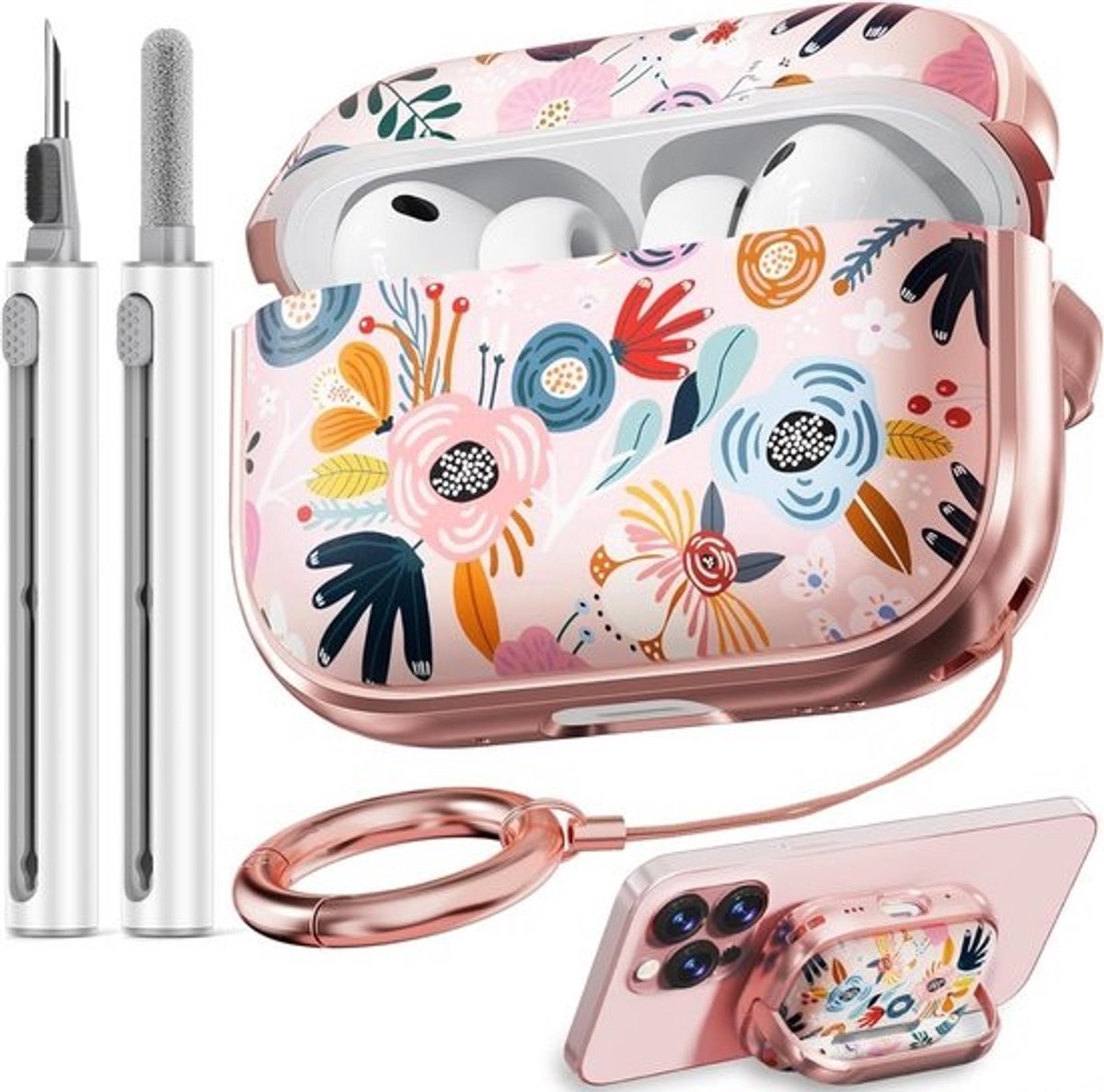 Schattige Bloemen Beschermhoes voor AirPods Pro 3 Dames en Meisjes