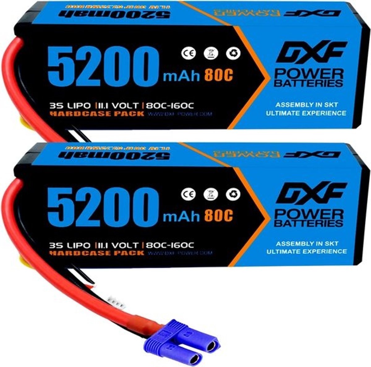 Lipo RC Batterij 11.1V 80C 5200mAh Hardcase met EC5 Connector voor RC Auto en Truck - 2 Packs