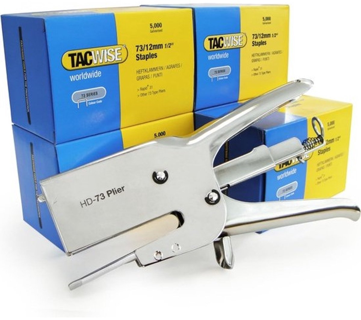 Krachtige Nietpistool / Niettang voor 73 Nietjes (12mm) - Inclusief 5 Dozen Inhoud