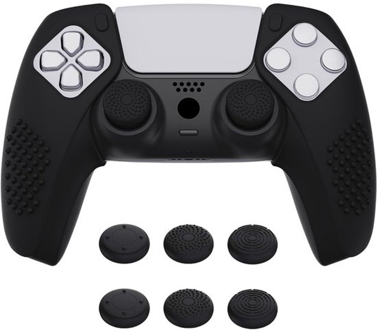 Siliconen hoes voor PS5-controller - Anti-slip grip met duimgreepdoppen - Compatibel met laadstation