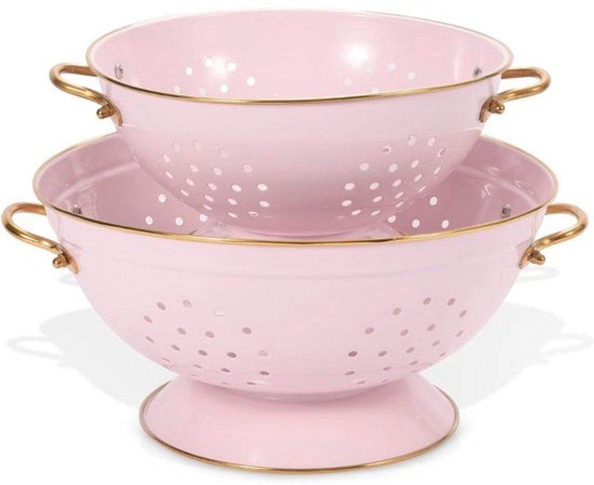 Metalen Vergiet Set 3,5 & 5 Liter - Stapelbare Keukenzeef met Handvat en Stabiele Basis, Ideaal voor Pasta, Fruit en Groenten, Vaatwasmachinebestendig