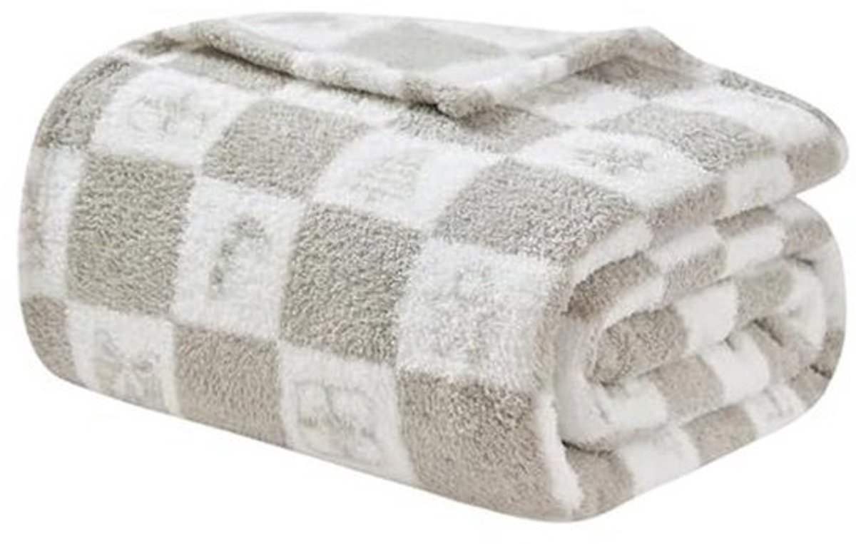 Geruite Queen Size Deken - Zacht en Pluizig met Patroon voor Bank, Bed, Camping en Picknick - 203 x 229 cm
