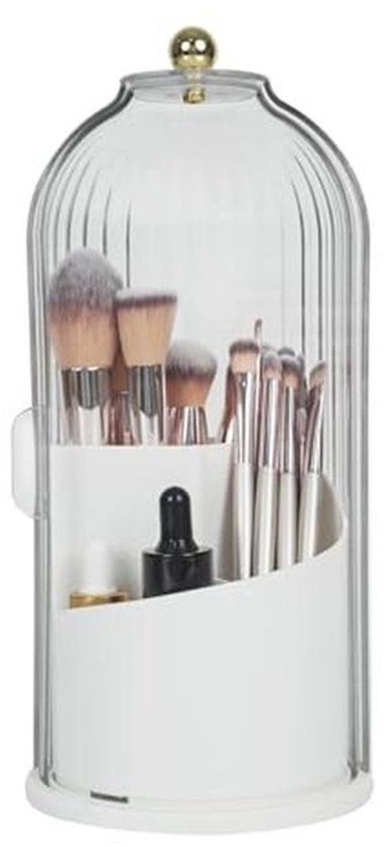 Draaibare Make-Upborstelhouder Organizer met Deksel - Stofdicht en Waterdicht voor Badkamer en Wastafel